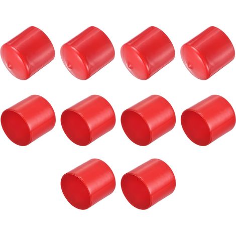 10pcs Embouts en Caoutchouc, 39 mm ID Vis Filetage Protecteur en PVC Embouts de Protection Flexible pour Tube Métallique, Câbles, Fils, Tige, Écrou et Cache Boulon, Rouge (1/4)