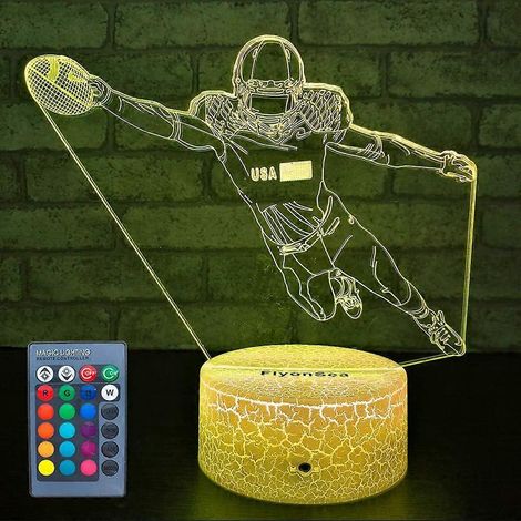 Veilleuse pour enfants à 16 couleurs changeantes avec fonctions tactiles et télécommande, idéale comme veilleuse décorative sur le thème du football pour bébés, et pouvant être offerte en cadeau d'ann (1/5)