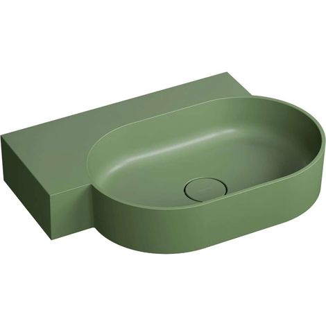 OMNIRES Ovo M+ - Waschbecken 65 x 45 cm, ohne Überlauf, ohne Armaturenloch, links, Olive matt OVO645UWLOL (1/5)