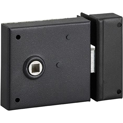 Serratura orizzontale da applicare con quadro maniglia 6mm, richiamo scrocco 1/2 giro, asse 45mm, 85x76mm, nero - THIRARD