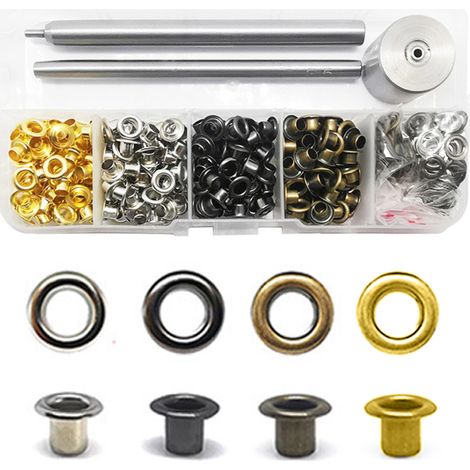 1 kit œillets en cuivre, outils de perforation et d'installation inclus, base fournie, pour chaussures, cuir, vêtements, DIY (1/5)