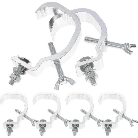 Lot de 6 crochets de suspension en alliage d'aluminium pour éclairage de scène, fixations pour lampes de scène-11.00X6.80X1.90CM-Silver