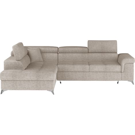 Sofá de esquina convertible PALAZZO 4 plazas beige – lado izquierdo con compartimiento (1/5)