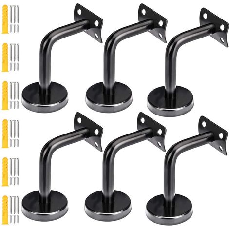 Support de main courante en acier inoxydable, support de main courante courbé pour rail de guidage rond, support de rampe d'escalier avec vis de fixation (1/5)
