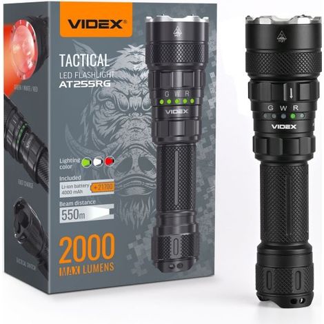 Torcia tattica Videx 20W 2000lm 550m IP68 90h USB-C (1/5)