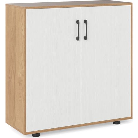 Sideboard with Adjustable Shelf and Doors, Natural Finish