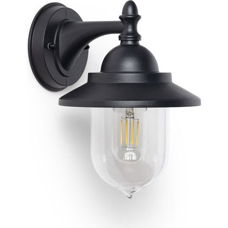 – Lampe murale extérieure hublot IP44 – Métal noir – Pour ampoule E27 – Fixation murale – Décoratif pour balcons et porches (1/5)