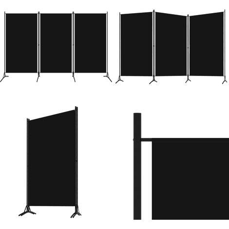 Cloison de séparation 3 panneaux Noir 260x180 cm - Cloison De Séparation - Paravent - Séparateur De Pièce - Ecran D'intimité - Décoration Murale - Home & Living (1/5)