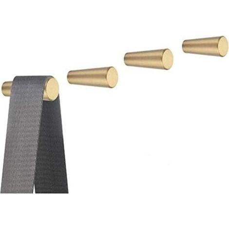 Pack of 4 Brushed Brass Wall Hooks, 40 mm x 15 mm, Gold Towel Hooks for Bathroom, Bathrobe Hooks, Coat Hangers MUMU (1/4)