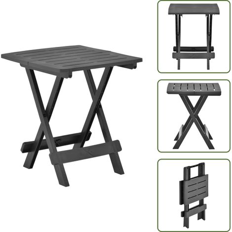 Table pliable de jardin anthracite 45x43x50 cm plastique - Table De Jardin Pliante - Table De Bistro - Table En Plastique - Mobilier De Jardin - Décoration Extérieur
