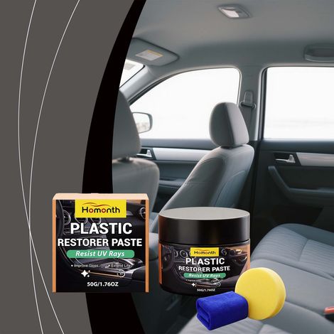 Crème d'entretien pour surfaces intérieures de voiture en plastique - Crème d'entretien quotidien pratique (50 g x 1 + Éponge x 1 + Serviette x 1) (1/5)
