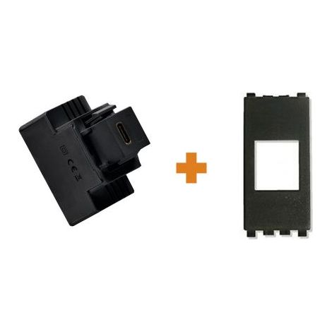 Fanton caricatore 1 USB-C 3A Ricarica rapida 18W da incasso Vimar Eikon grigio scura - 82902