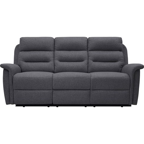 Canapé relax 3 places en tissu gris foncé – Inclinaison jusqu'à 170° – Repose-pieds relevable – Confort optimal avec mousse – Usinestreet