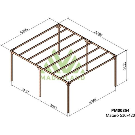 Pérgola de Madera Maciza Mataró (Maderland) - Gardeneas - 510 x 420 cm