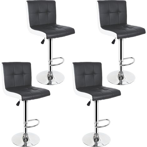 Lot de 4 tabourets de bar - Simili Noir et blanc - Style contemporain - L 45 x P 49,5 cm (1/4)