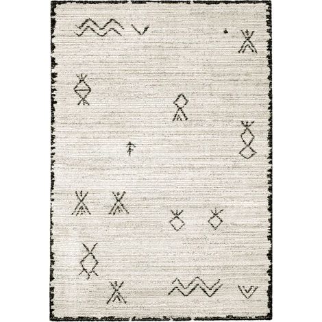 Tapis 120x170 tissu beige et noir avec motifs orientaux - POUKA 0538 (1/5)