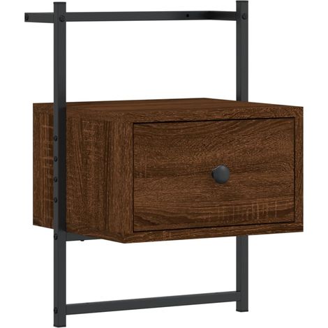 Comodino sospeso con cassetto 35 x 30 x 51 cm multistrato marrone e metallo DEC034246