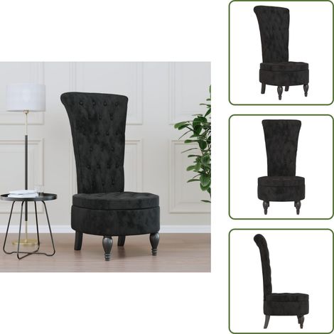 Chaise de salon - vidaXL Chaise à dossier haut noir velours conception de bouton - Chaise confortable (1/5)