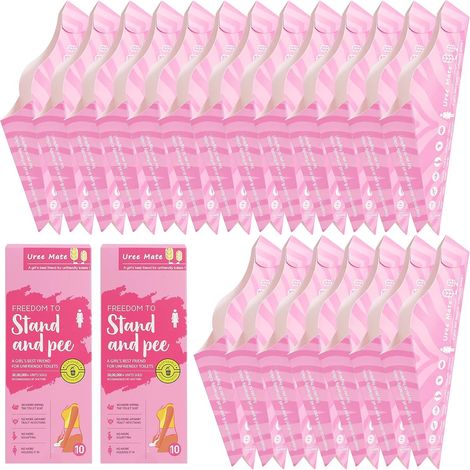 20pcs Female Disposable Urinal, Standing Pee Female Portable, Standing Woman, Foldable Toilet Paper Funnel for Travel Camping Car Outdoor (1/5)