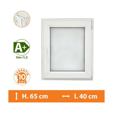 Direct Fenêtres – Fenêtre PVC 1 vantail blanc – H.65 x l.40 cm – Double vitrage 4/16/4 avec gaz argon – Ouverture oscillo-battante – Isolation thermique A+ (1/5)