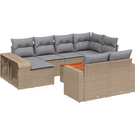 Maison Exclusive - Set de sofás de jardín 11pzas con cojines ratá (1/5)