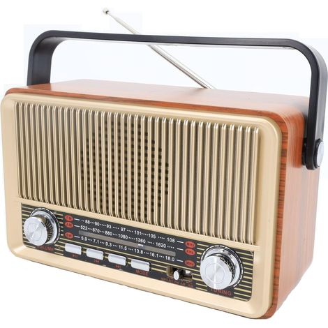 Radio Portable Poste Radio Vintage,AM/FM/SW,Radio Bluetooth Supports USB/TF/AUX,avec Batterie 1200mAh,pour Les Cuisines De La Maison Et du Bureau (1/4)