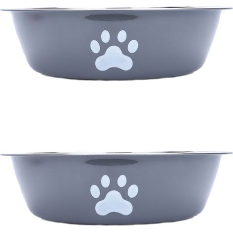 Gamelle Chien INOX (Lot de 2, 2x860 ML, Diamètre 18cm), Gamelle Eau Croquette pour Chien Grand Moyen Petit en Acier Inoxydable, Base Antidérapante