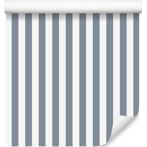 Gestreifte Tapete in Weiß und Blau für Wohn- und Schlafzimmer, 50 x 1000 cm (1/5)