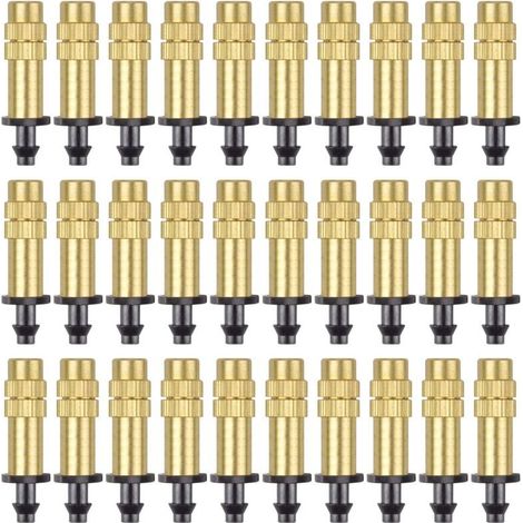 30 Pièces Buse d'Atomisation en Cuivre Réglable Pulvérisateur d'Irrigation Goutte à Goutte 4 / 7mm Atomisation Micro Arroseur Équipement d'Irrigation Refroidissement Jardin Serre Légumes