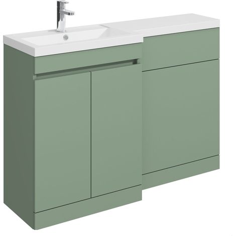 Balterley Tean 1200mm Floor Standing Compact Unit with Left Hand Polymarble Basin - Green