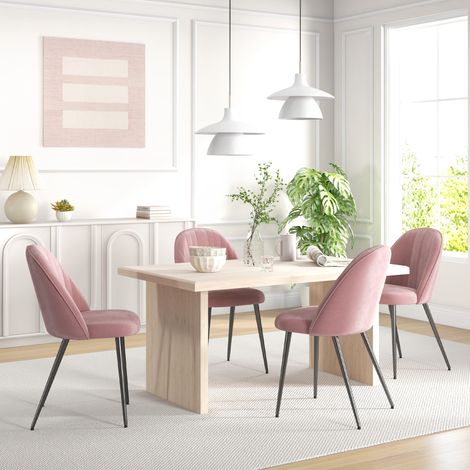 Pack de 4 Sillas de Comedor Modernas Sillas de Cocina Tapizada en Terciopelo con Respaldo Alto 50x56x83 cm Rosa Palo (1/5)