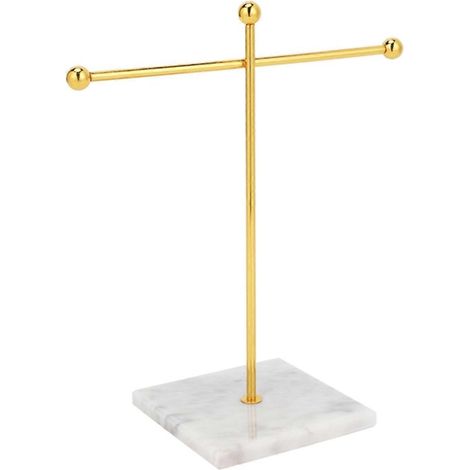 Socle en marbre en forme de T pour boucles d'oreilles, bagues, colliers, montres, étagère à bijoux A-- (1/5)