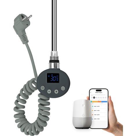 Bâton de chauffage avec thermostat pour radiateur de salle de bain 1200W, cartouche de chauffage intelligente WiFi en acier inoxydable pour radiateur, sèche-serviettes (1/5)