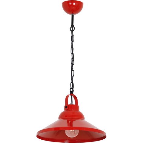 Suspension industrielle rouge à chaîne E27 Luminex
