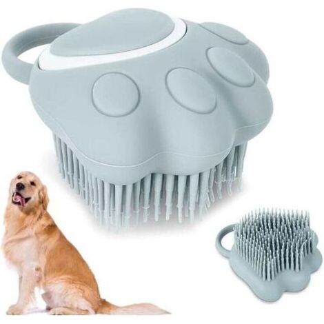 Brosse de bain pour chien, brosse de bain pour chat, brosse de bain pour chien avec distributeur de shampoing et brosse de massage pour chiot, effet massage, élimine les poils morts, la saleté et la p (1/4)