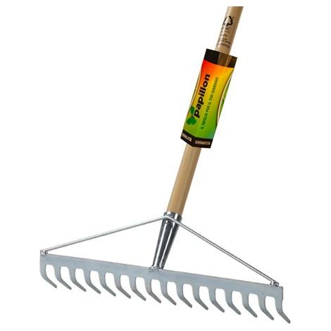 RASTRELLO ZINCATO 16 DENTI 440 mm con MANICO da 145 cm PAPILLON Made in Italy