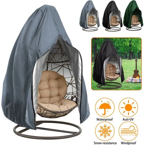 Funda protectora a prueba de polvo para silla colgante de jardín, color gris