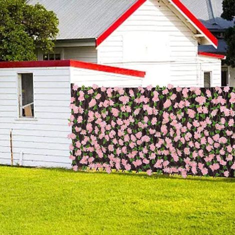 Clôture rétractable en bois, haie extensible avec feuillage artificiel, treillis décoratif pour jardin (1/5)