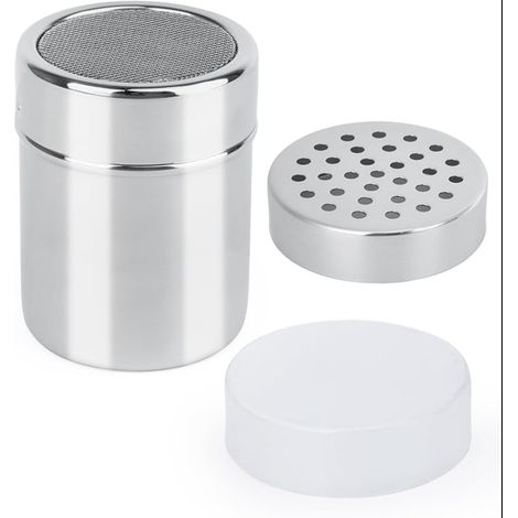 Saupoudreuse à Sucre Glace, Épices Acier Inoxydable 304, 8 x 6 cm, Tamis Fin avec Anti-humidité Couvercle, Lave-vaisselle, pour Restaurant, Cuisine Maison, Argent (TYP-B) (1/5)