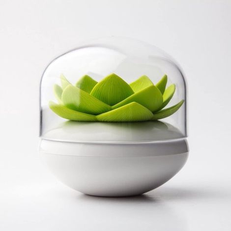 Boîte à cure-dents - Boîte de rangement pour cotons-tiges - Support en forme de lotus pour cotons-tiges - Présentoir pour cotons-tiges et cure-dents - Distributeur de cotons-tiges - Porte-coton-tiges (1/5)
