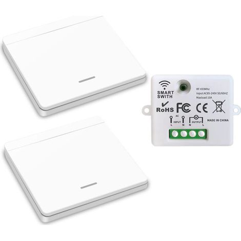 433MHz RF Wireless Light Switch – Range up to 50 meters – Easy installation for lamps up to 1500W – IP44 rating (1/5)