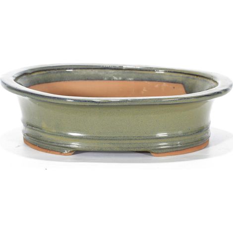 Vaso bonsai smaltato ovale cm. 26 Beige (1/2)