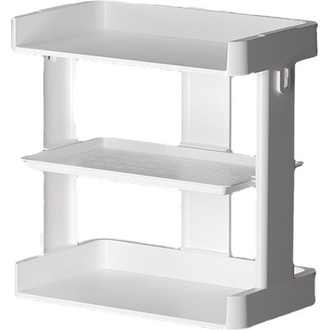 Étagère à épices à 3 niveaux avec tiroir, multifonctionnelle et réglable en hauteur, pour la cuisine et la salle de bain. (1/5)