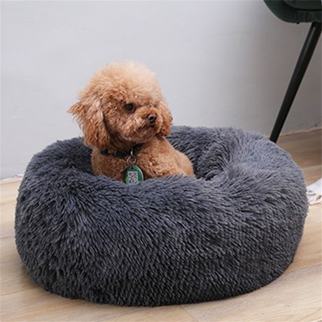 Cama para Perros, Forro Polar cálido, Redonda, caseta para Perros, Felpa Larga, Camas para Perros para Perros medianos, Gatos, sofá Suave, Gris Oscuro, diámetro Exterior 1200 cm (1/3)
