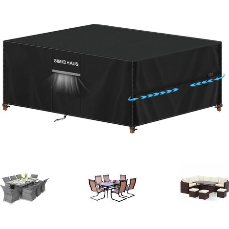 Housse de protection meuble de jardin 420D Oxford imperméable et anti-UV 220x140x75cm (1/5)