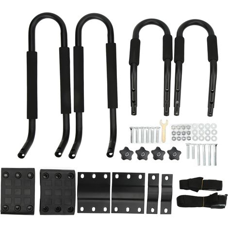 Support de toit kayak barre en J antidérapante métal inoxydable porte-canoë voiture pour planche surf voilier (1/5)