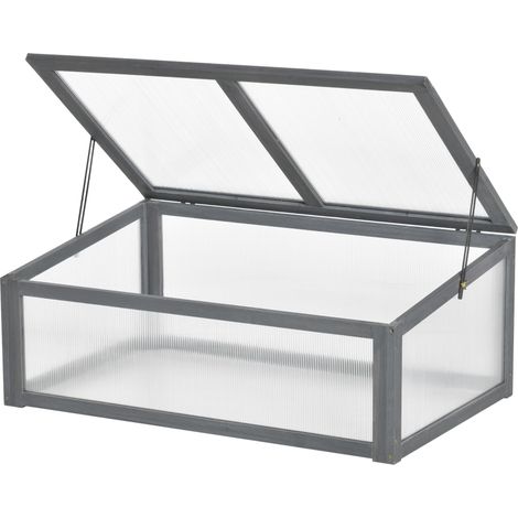 Lit de refroidissement en bois, mini-serre, dimensions 100 x 65 x 40 cm, serre couverte, protection UV, caisson de refroidissement translucide, lit. (1/5)