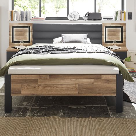 Jugendzimmer Bett inkl. Nachtkommode mit LED DARWIN-78 B/H/T ca. 246/96/213 cm (1/5)