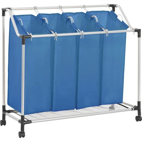 Cesto para la ropa sucia clasificador 96 x 40 cm con 4 bolsas azul acero 020006153 (1/5)