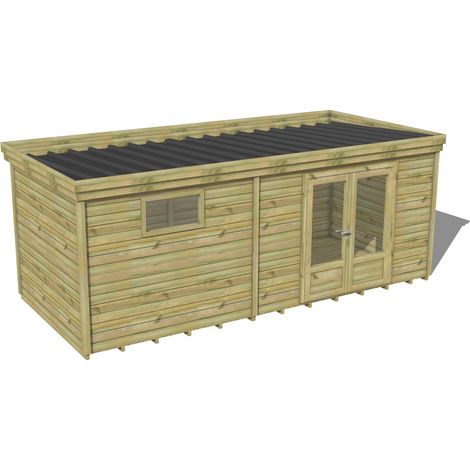 ABRI DE JARDIN bois traité 27mm, 6,5x2,6m, 17m2, Plancher (1/3)